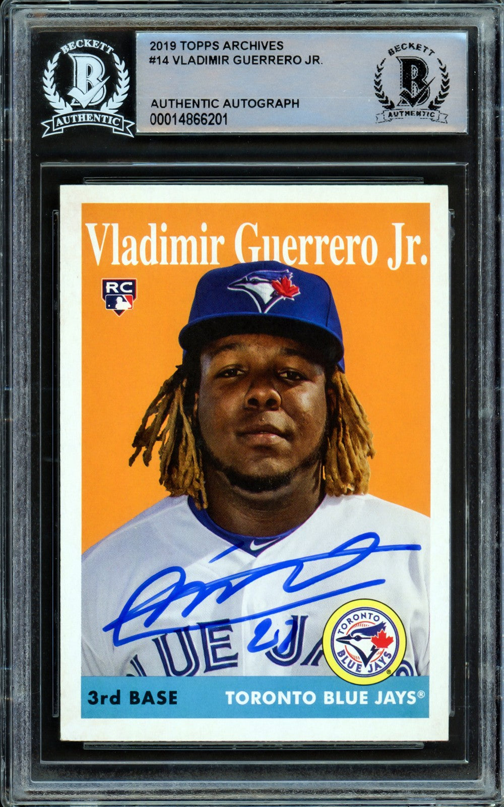 Vladimir Guerrero Jr. Signed 2019 Topps Archives RC 14 Toronto Blue Jays Beckett