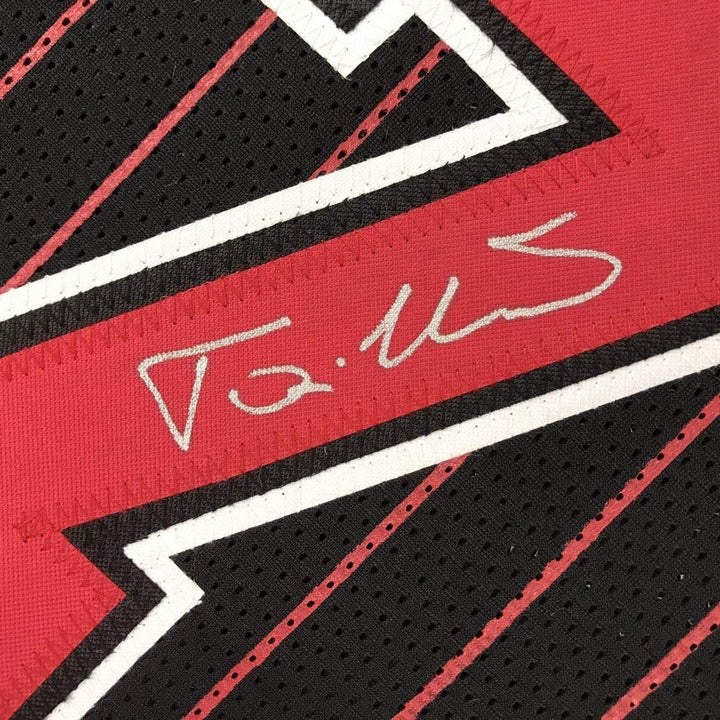 Autographed/Signed Toni Kukoc Chicago Black Pinstripe Jersey BAS COA