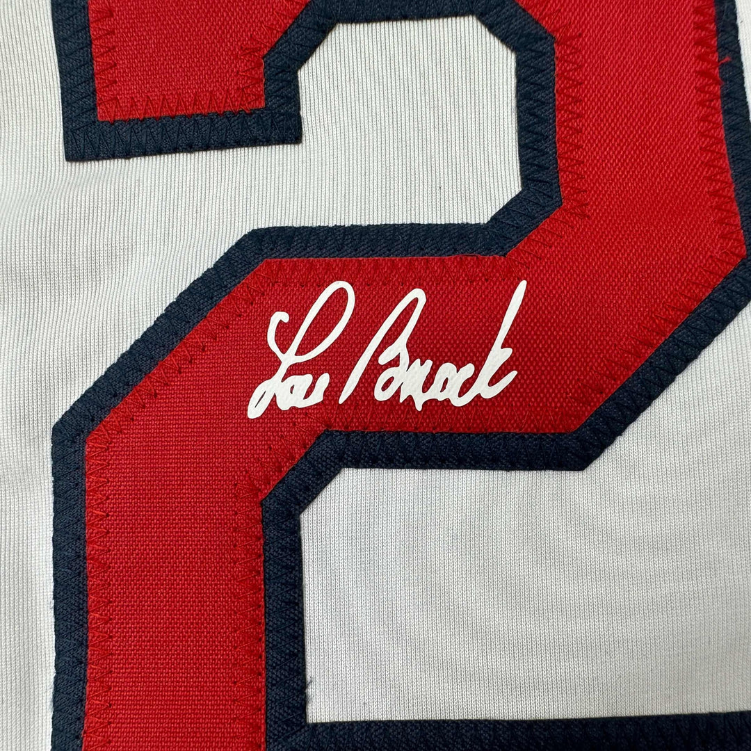 Facsimile Autographed Lou Brock St. Louis White Reprint Jersey Size Men's XL