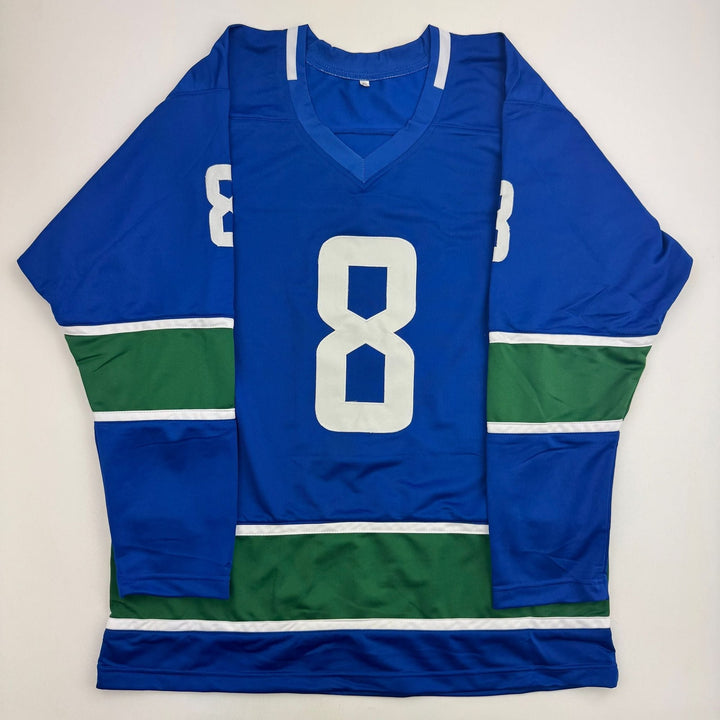 Autographed/Signed Conor Garland  Vancouver Blue Hockey Jersey BAS COA