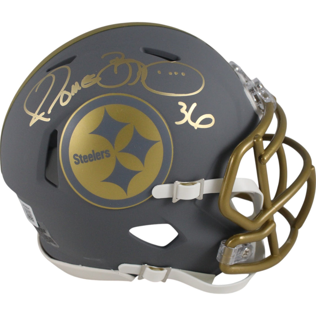 Jerome Bettis Autographed Pittsburgh Steelers Slate Mini Helmet Beckett 49224