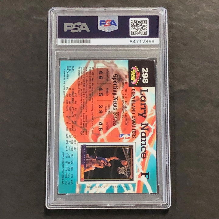 1992-93 Topps Stadium Club #298 Larry Nance Signed Card PSA Slabbed Cavaliers