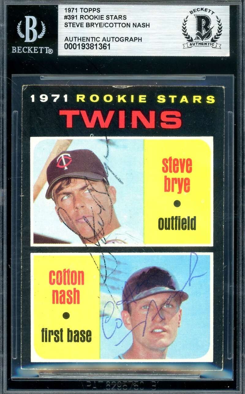 Steve Brye Cotton Nash Beckett BAS Signed 1971 Topps Rookie Stars Autograph