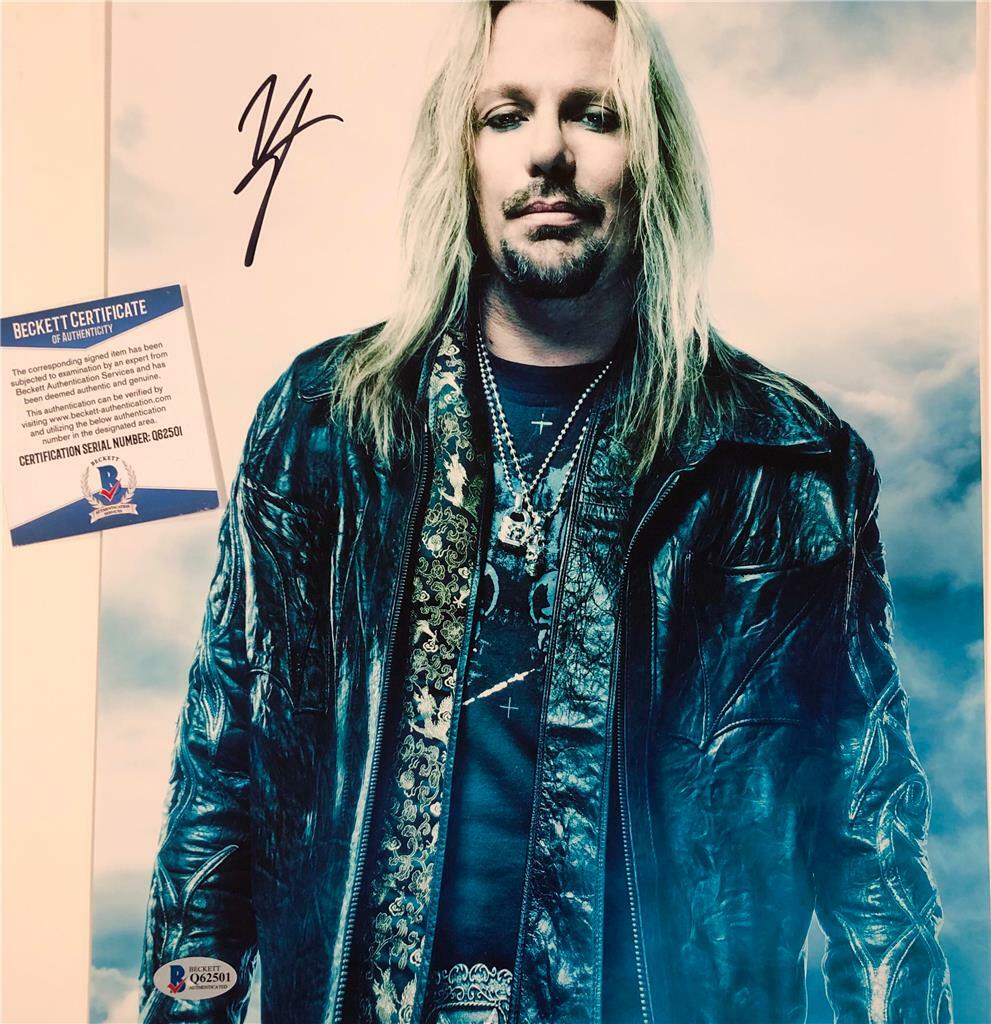 Motley Crue lead singer Vince Neil autograph signed 11x14 photo ~Beckett BAS COA