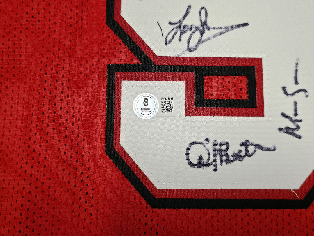 UNLV Runnin Rebels 1990 NCAA Champs Auto Red Jersey 13 Sig Larry Johnson Beckett