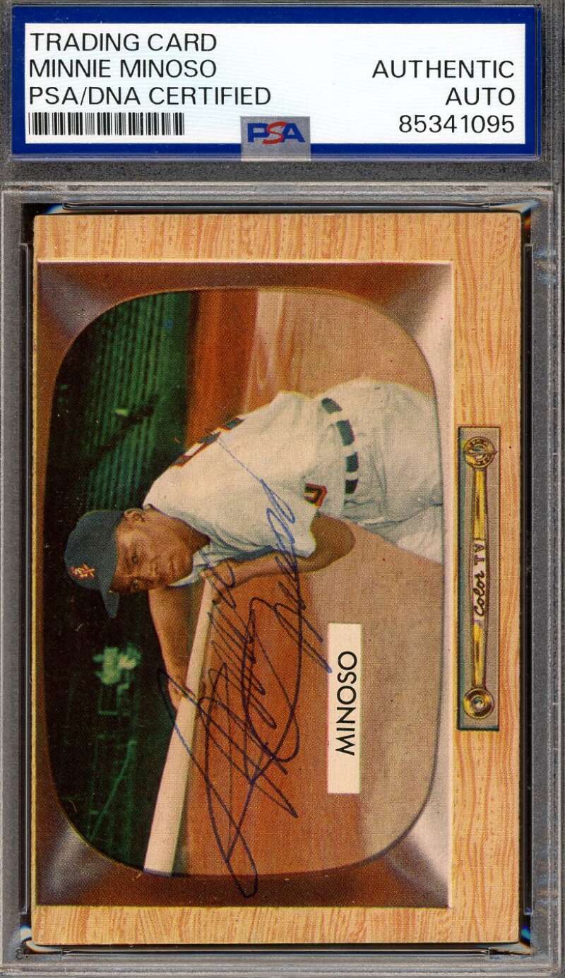 Minnie Minoso PSA DNA Vintage Signed 1955 Bowman Autograph