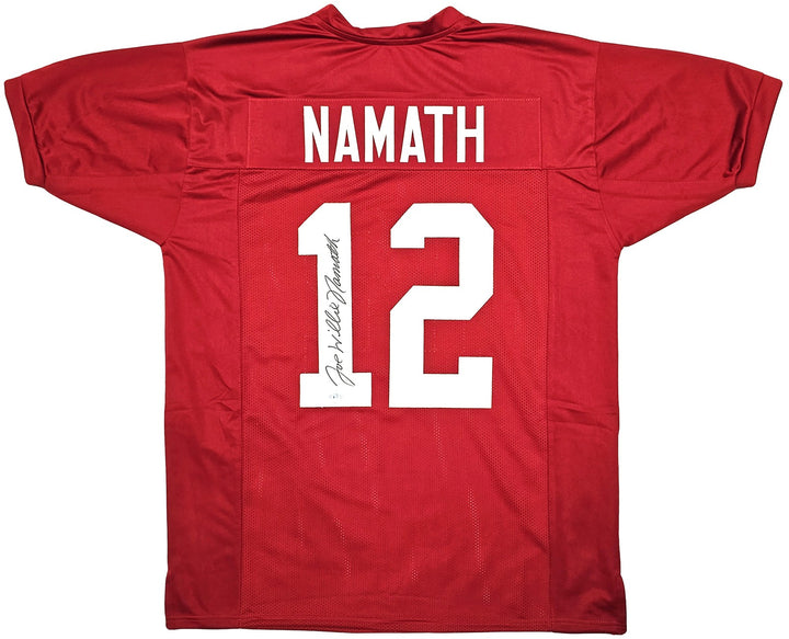 Alabama Crimson Tide Joe Willie Namath Auto Crimson Jersey Full Name Beckett Wit