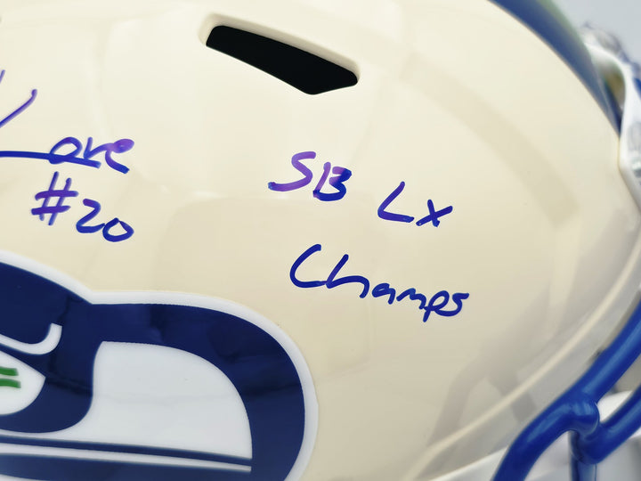 Julian Love Signed Seahawks Cream Retro Full Size Speed Replica Helmet MCS Holo