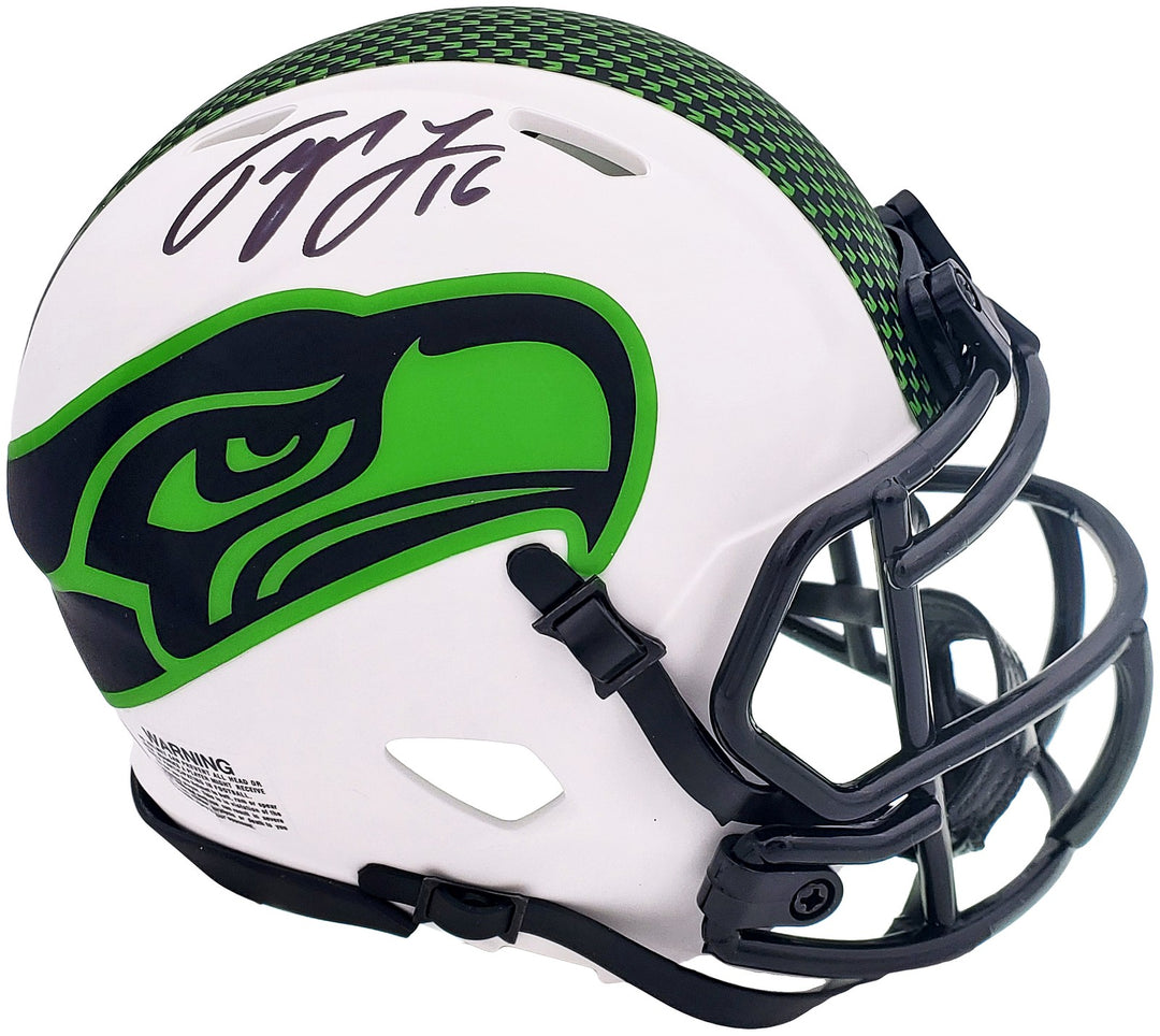 Tyler Lockett Signed Seahawks Lunar Eclipse White Speed Mini Helmet MCS Holo
