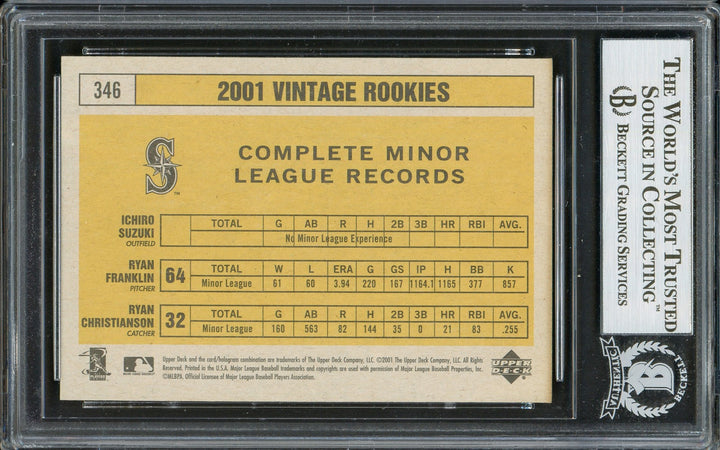 Ichiro Suzuki Signed 2001 Upper Deck Vintage RC 346 Mariners Beckett #13020818