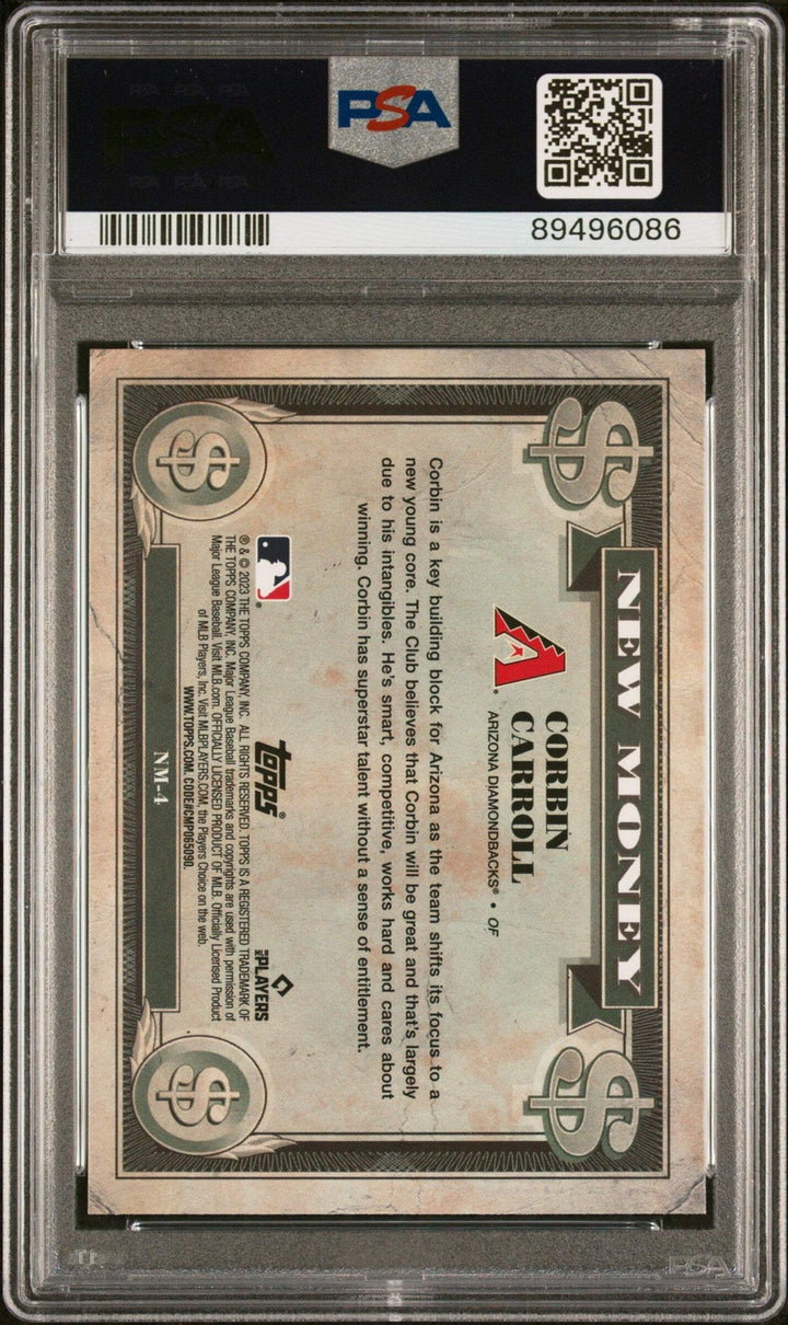 Graded 2023 Bowman Platinum Corbin Carroll #NM4 New Money Baseball Card PSA 10