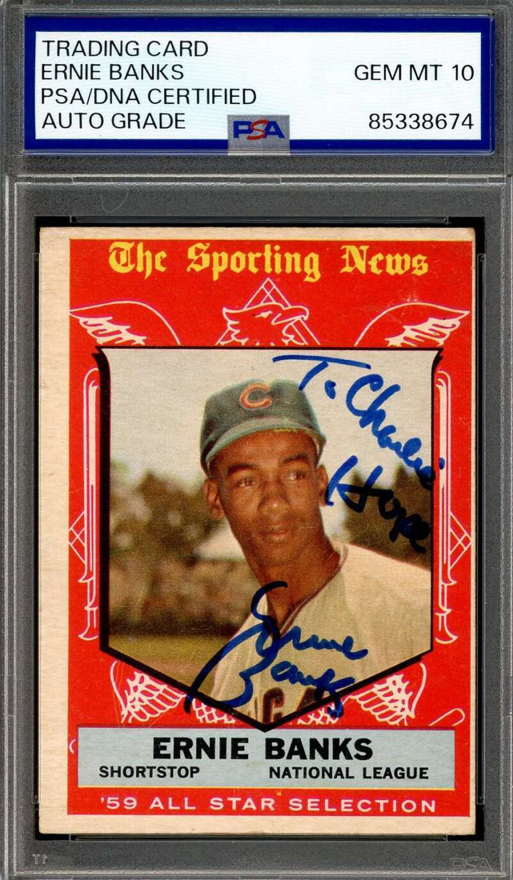 Ernie Banks Gem Mint 10 PSA DNA Signed 1959 Topps All Star Autograph