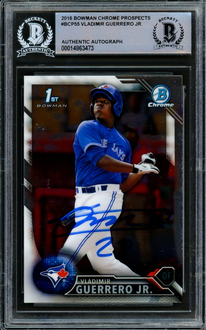 Vladimir Guerrero Jr. Auto Signed 2016 Bowman Chrome Prospects RC BCP55 Beckett