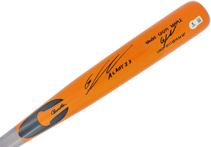 Gunnar Henderson Auto Orange Chandler Player Model Bat Orioles AL ROY 23 Beckett
