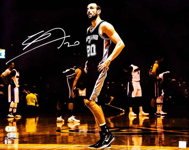 Manu Ginobili Signed 16x20 Photo San Antonio Spurs Spotlight Signed In White