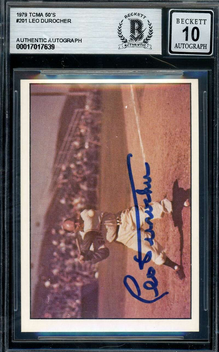 Leo Durocher Gem Mint 10 Beckett BAS Signed 1979 Topps History 50s Autograph