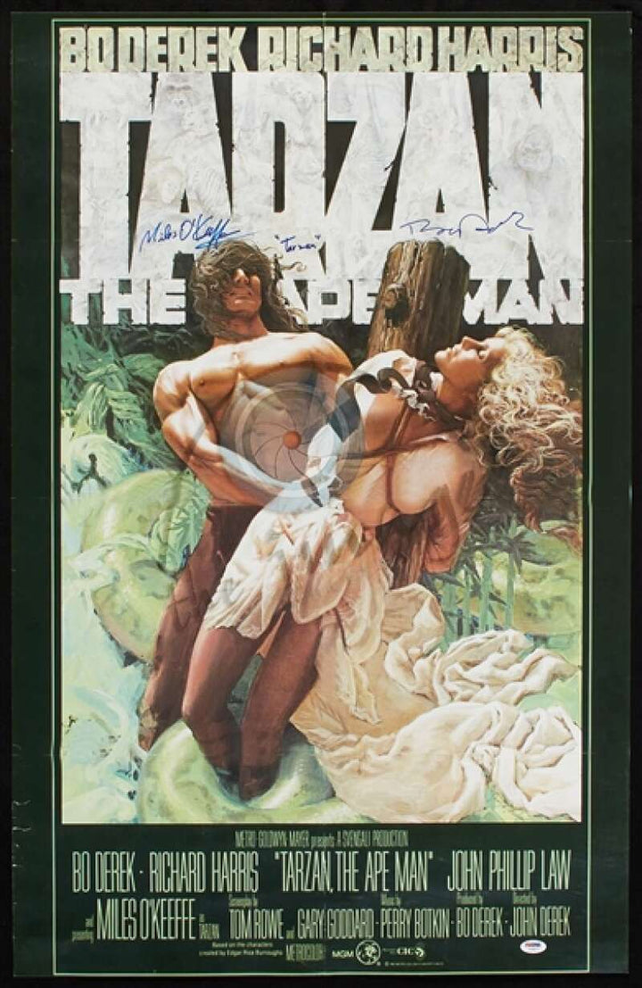Miles O'Keeffe Bo Derek PSA DNA Signed 24x36 Tarzan Movie Poster Autograph