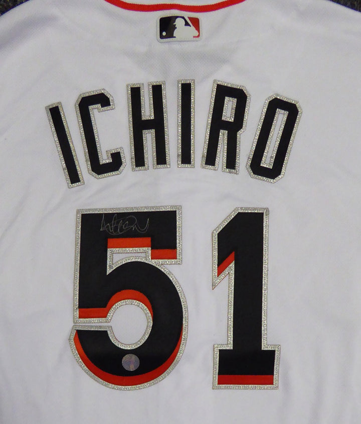 Miami Marlins Ichiro Suzuki Signed White Majestic Flex Base Jersey Size 44 IS