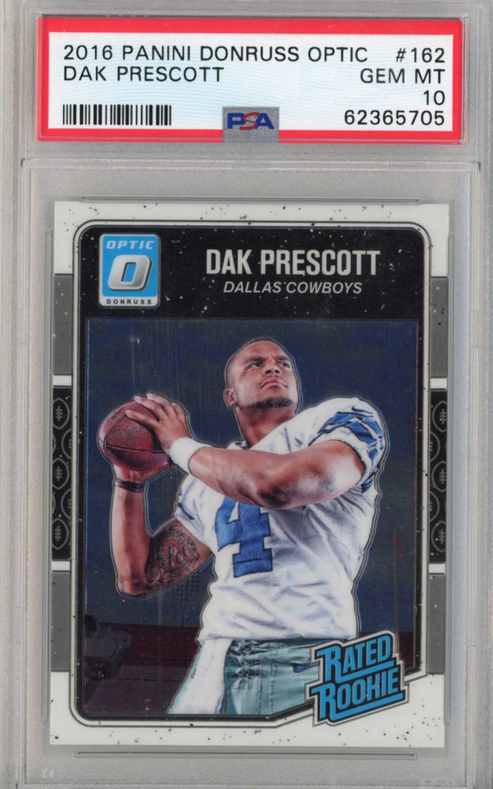 Graded 2016 Panini Donruss Optic Dak Prescott #162 Rookie Football Card PSA 10