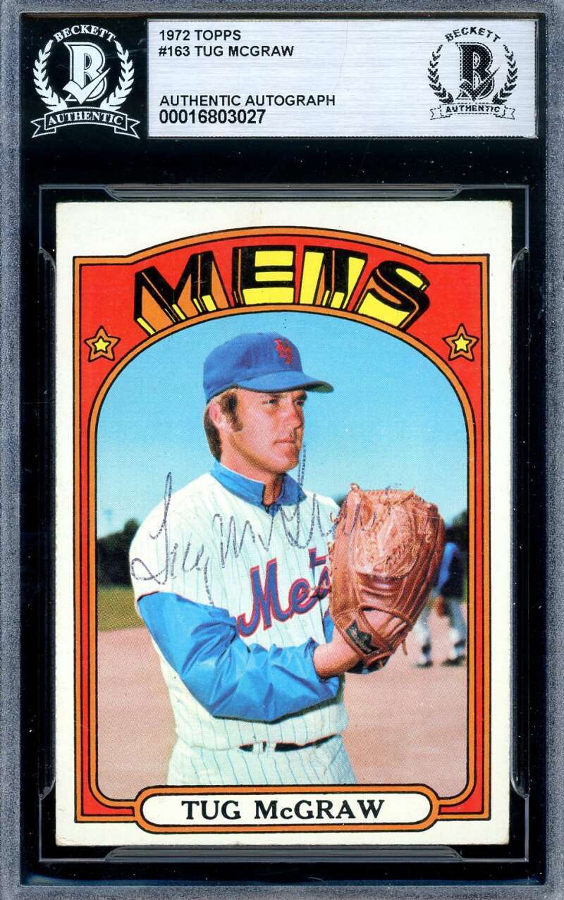 Tug McGraw Beckett BAS Vintage Signed 1972 Topps Autograph