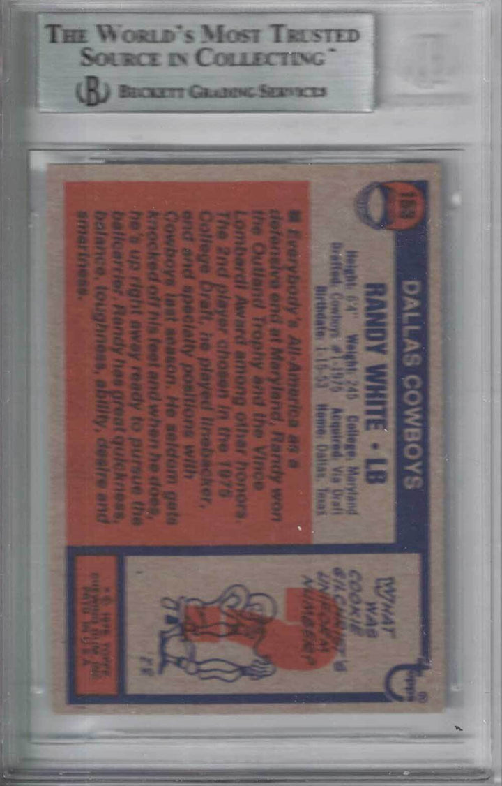Randy White Autographed Dallas Cowboys 1976 Topps Rookie Card BAS Slab 31188