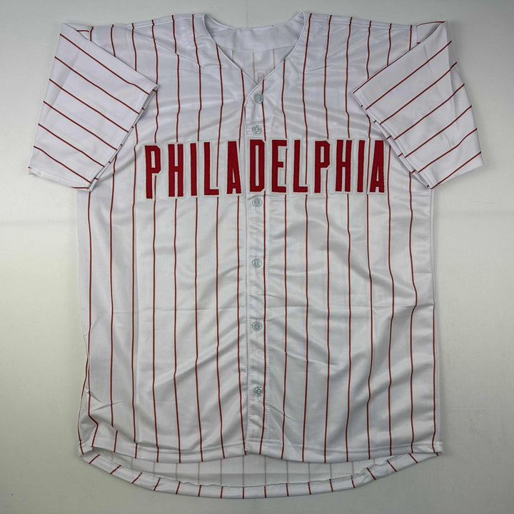 Autographed/Signed Cole Hamels Philadelphia Pinstripe Jersey Beckett COA