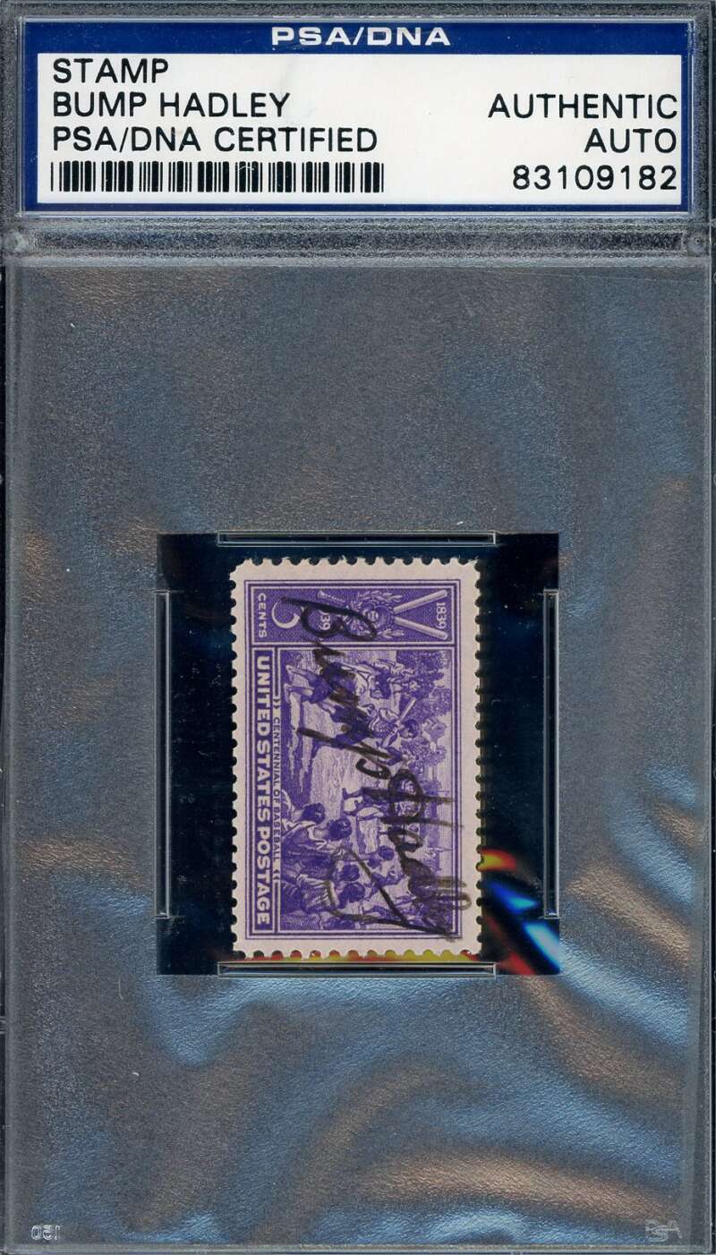 Bump Hadley PSA DNA Coa Signed 1939 Centennial Stamp Autograph