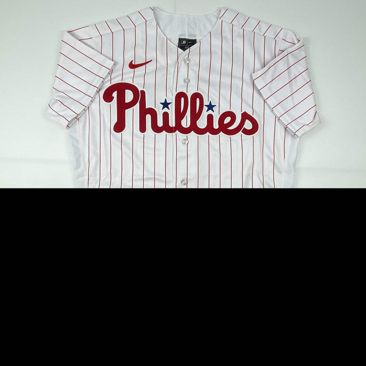 Autographed/Signed Bryce Harper Phillies Pinstripe Authentic Jersey Fanatics COA