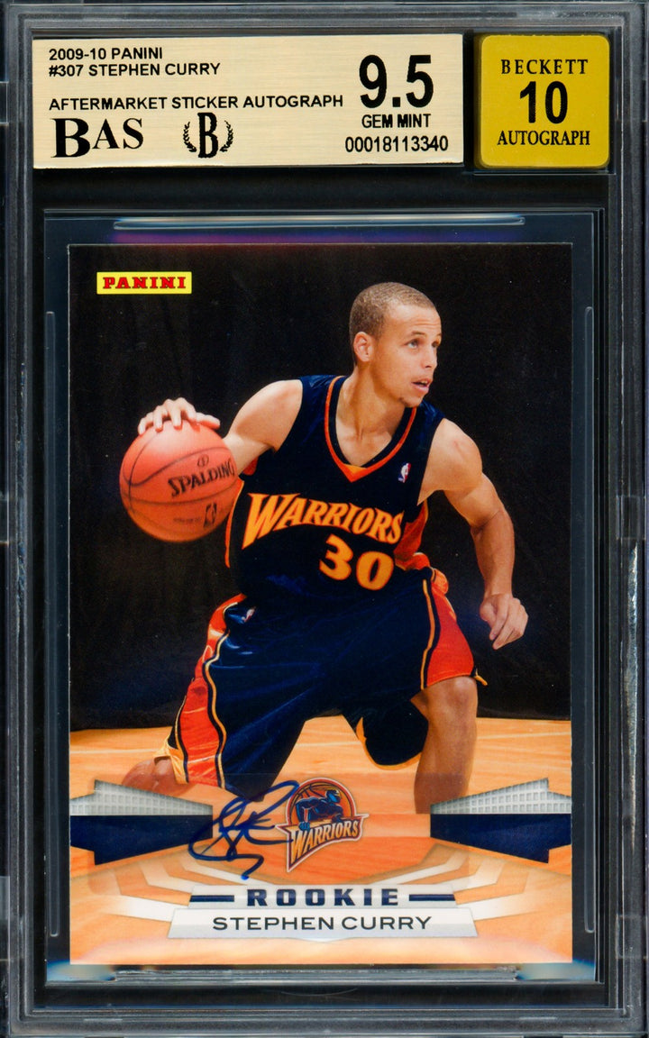 Stephen Curry Signed 2009-10 Panini RC 307 Warriors BGS 9.5 Auto GM 10 Beckett