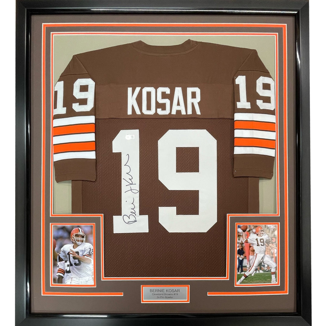 FRAMED Signed BERNIE KOSAR 35x39 Cleveland Brown Jersey JSA COA Auto