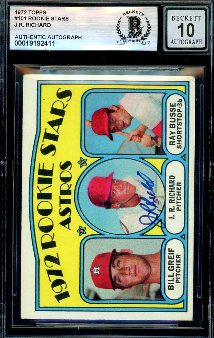 J.R. Richard Gem Mint 10 Beckett BAS Signed 1972 Topps Rookie Stars Autograph