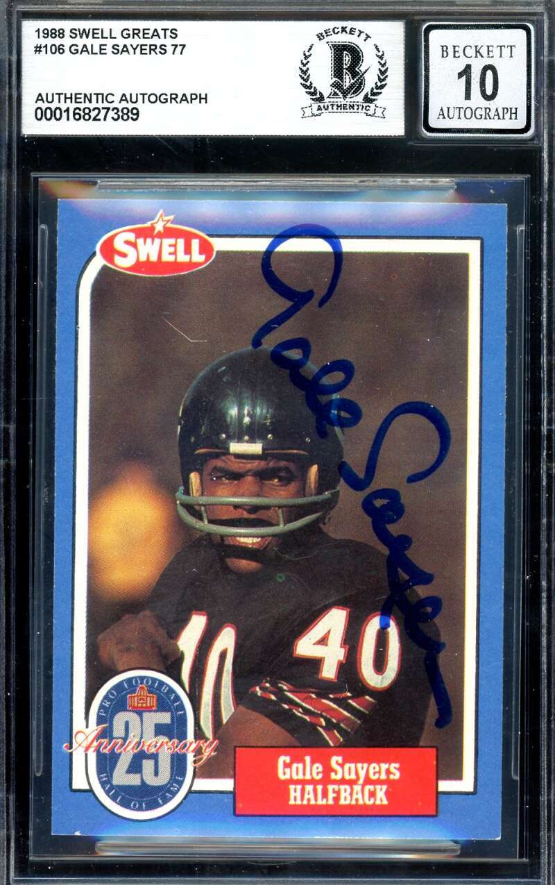 Gale Sayers Gem Mint 10 Beckett BAS Signed 1988 Swell Greats Autograph