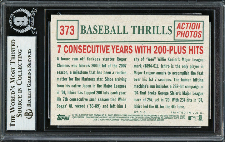 Ichiro Suzuki Signed 2008 Topps Heritage Card 373 Seattle Mariners Beckett