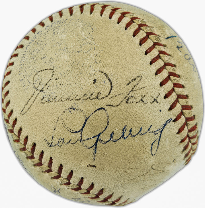 1930's Greats Auto AL Baseball 14 Sigs Babe Ruth, Lou Gehrig Jimmie Foxx PSA/DNA