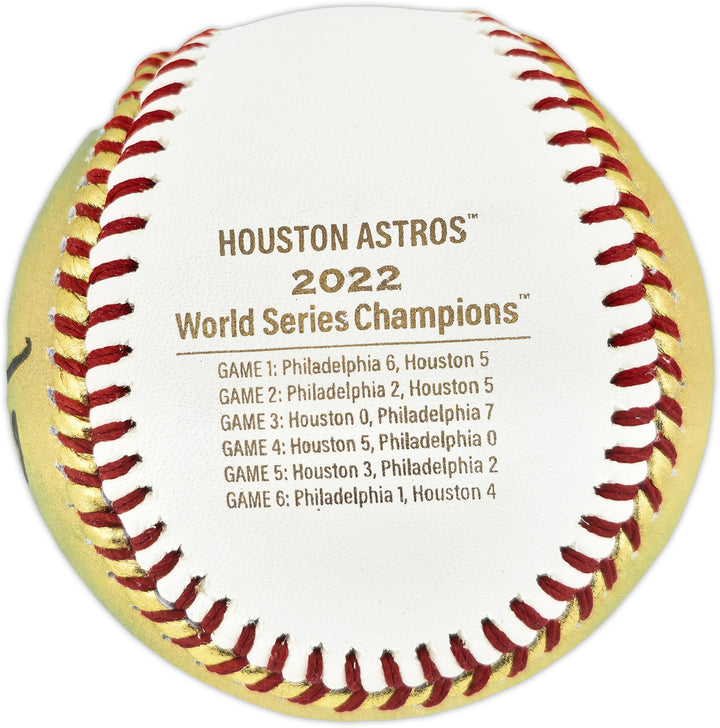 Framber Valdez Auto Off. Gold 2022 WS Logo Baseball Astros Beckett Wit W539255