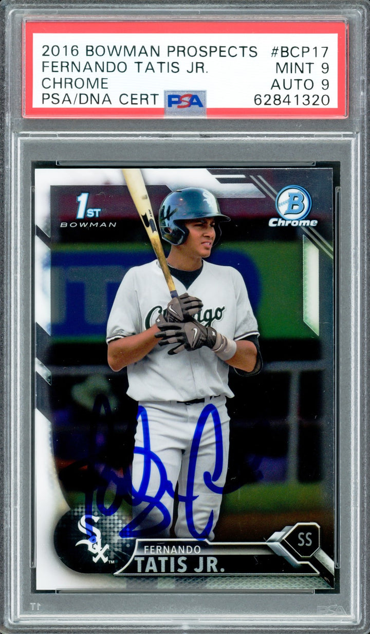 Fernando Tatis Jr Auto 2016 Bowman Chrome Prospects RC BCP17 PSA 9 Sig 9 PSA/DNA