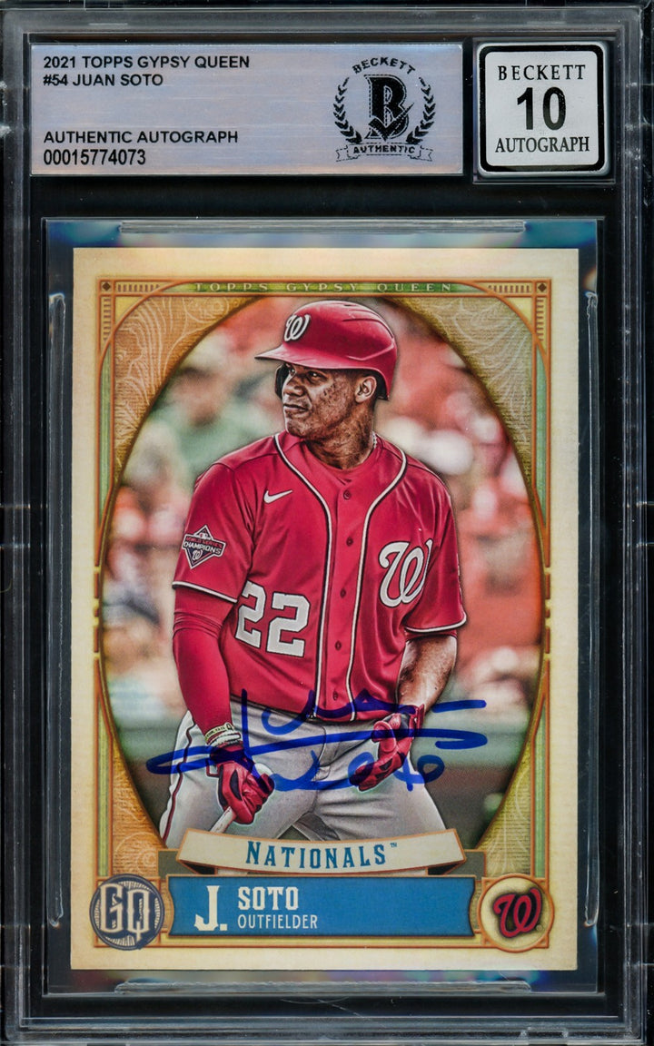 Juan Soto Auto 2021 Topps Gypsy Queen Card 54 Mets Auto GM 10 Beckett #15774073