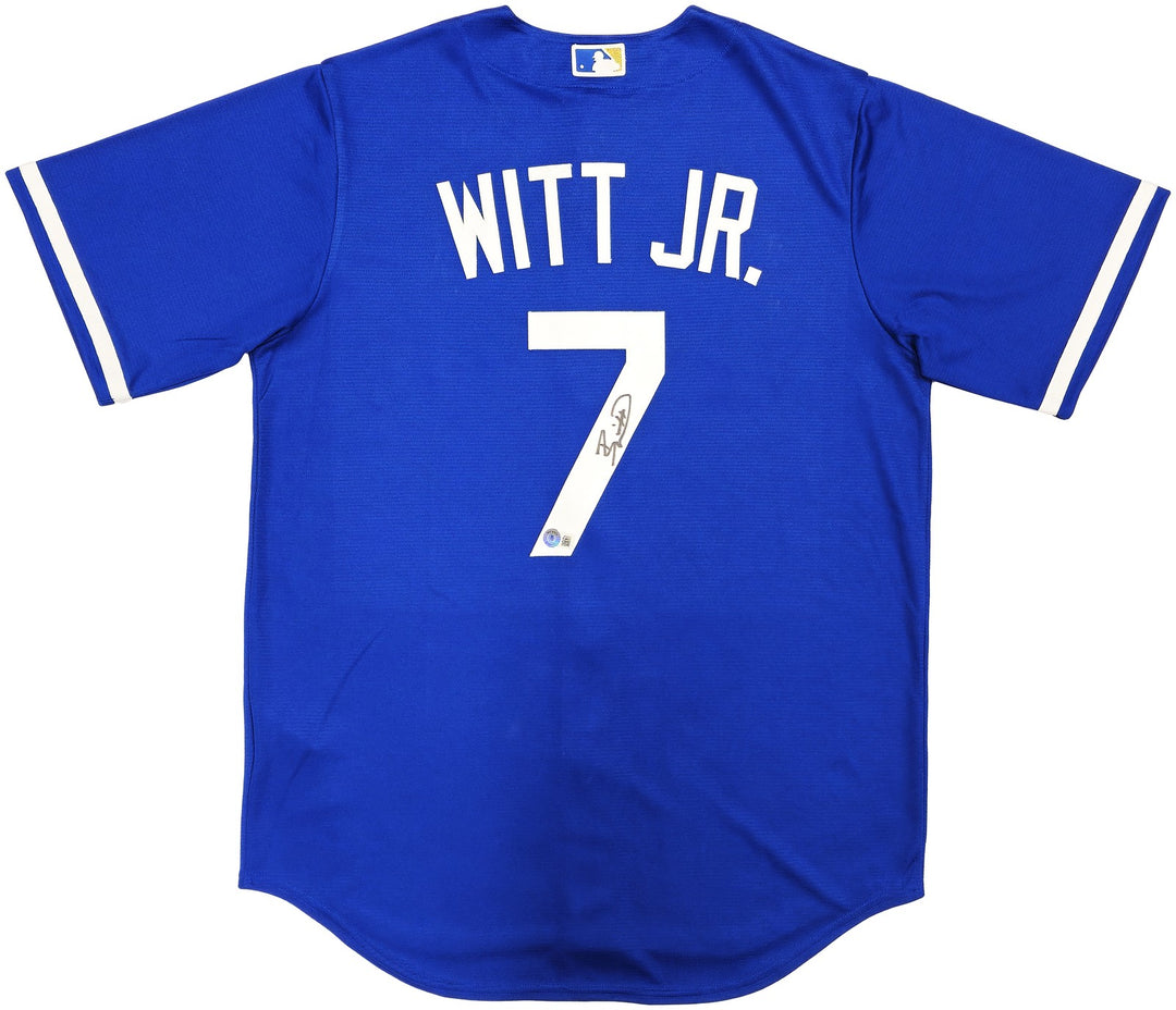 Kansas City Royals Bobby Witt Jr. Signed Blue Nike Jersey Size M Beckett Witness