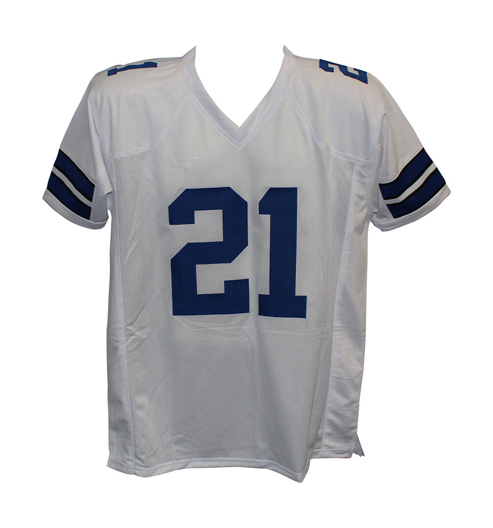 Deion Sanders Autographed/Signed Pro Style White Jersey Beckett 30676