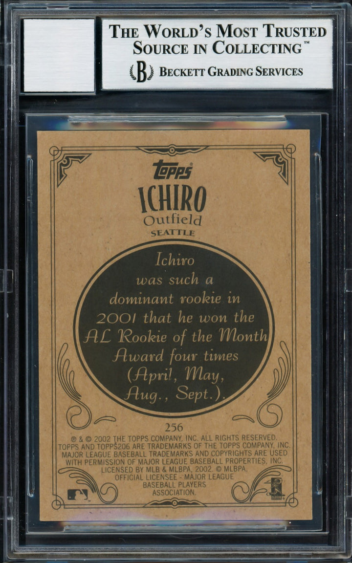 Ichiro Suzuki Signed 2002 Topps 206 Card 256B Mariners Auto GM 10 Beckett