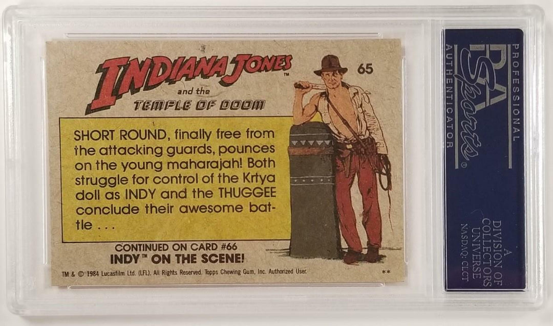 Jonathan Ke Quan signed 1984 Topps Indiana Jones #65 Kids Slug it Out Card ~ PSA
