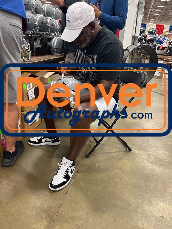 Emmitt Smith Autographed Dallas Cowboys Authentic Slate Helmet Beckett 48029