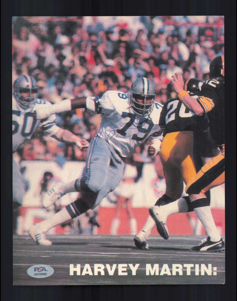 Harvey Martin PSA DNA Signed  1970`s  Vintage 8x10 Photo Autograph Cowboys