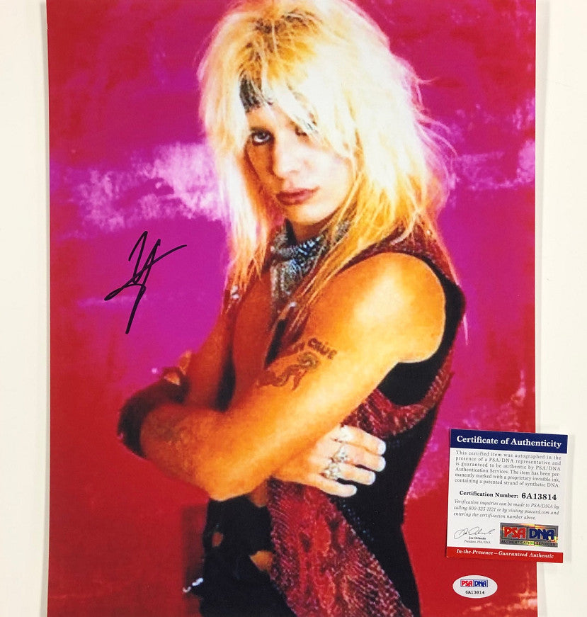 Motley Crue singer Vince Neil autograph signed 11x14 photo ~ PSA/DNA Witness COA