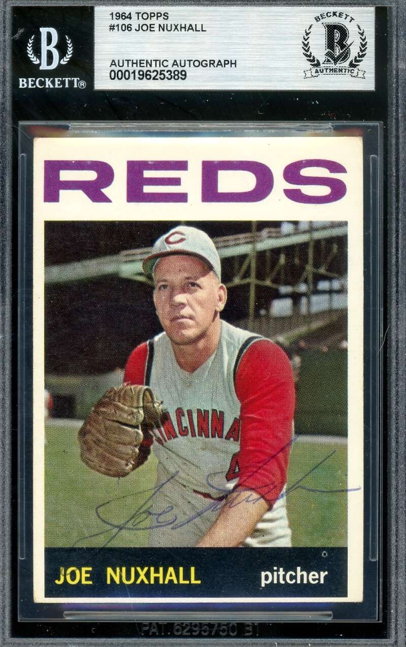 Joe Nuxhall Beckett BAS Vintage Signed 1964 Topps Autograph