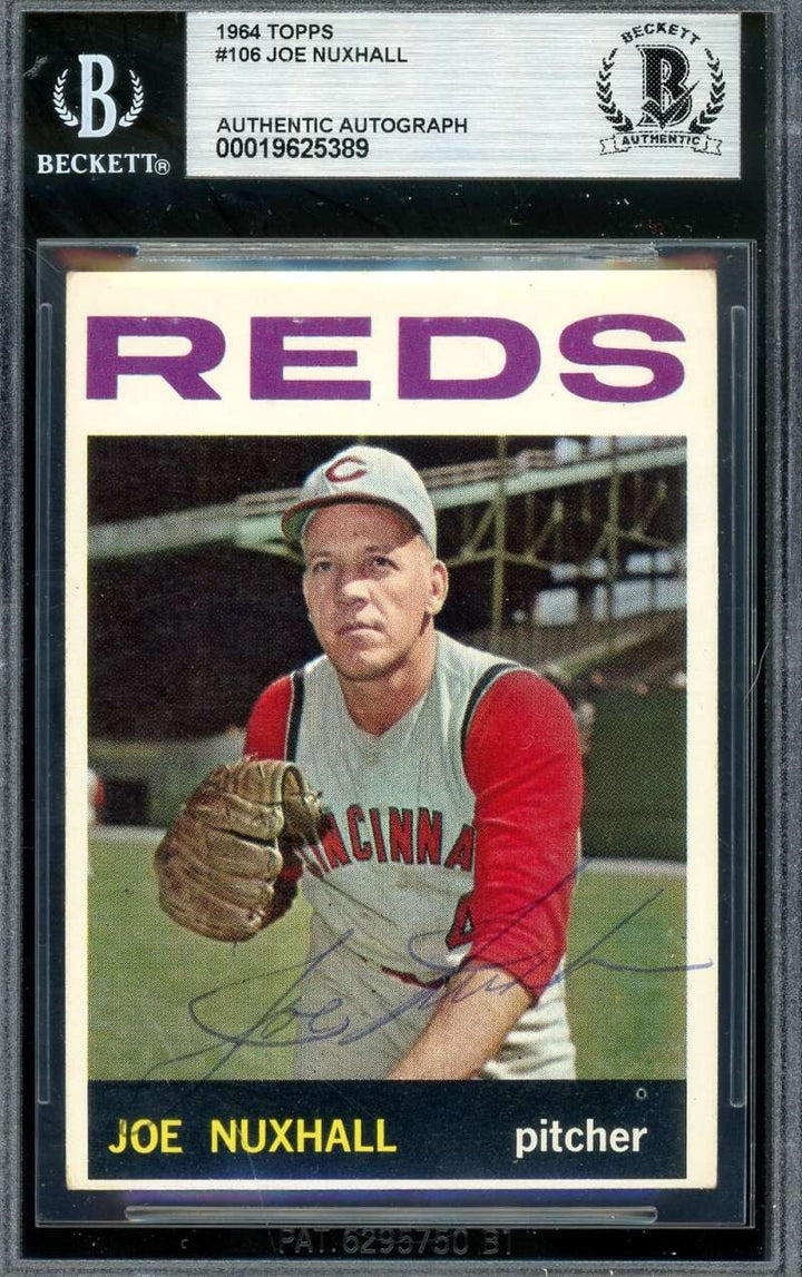 Joe Nuxhall Beckett BAS Vintage Signed 1964 Topps Autograph