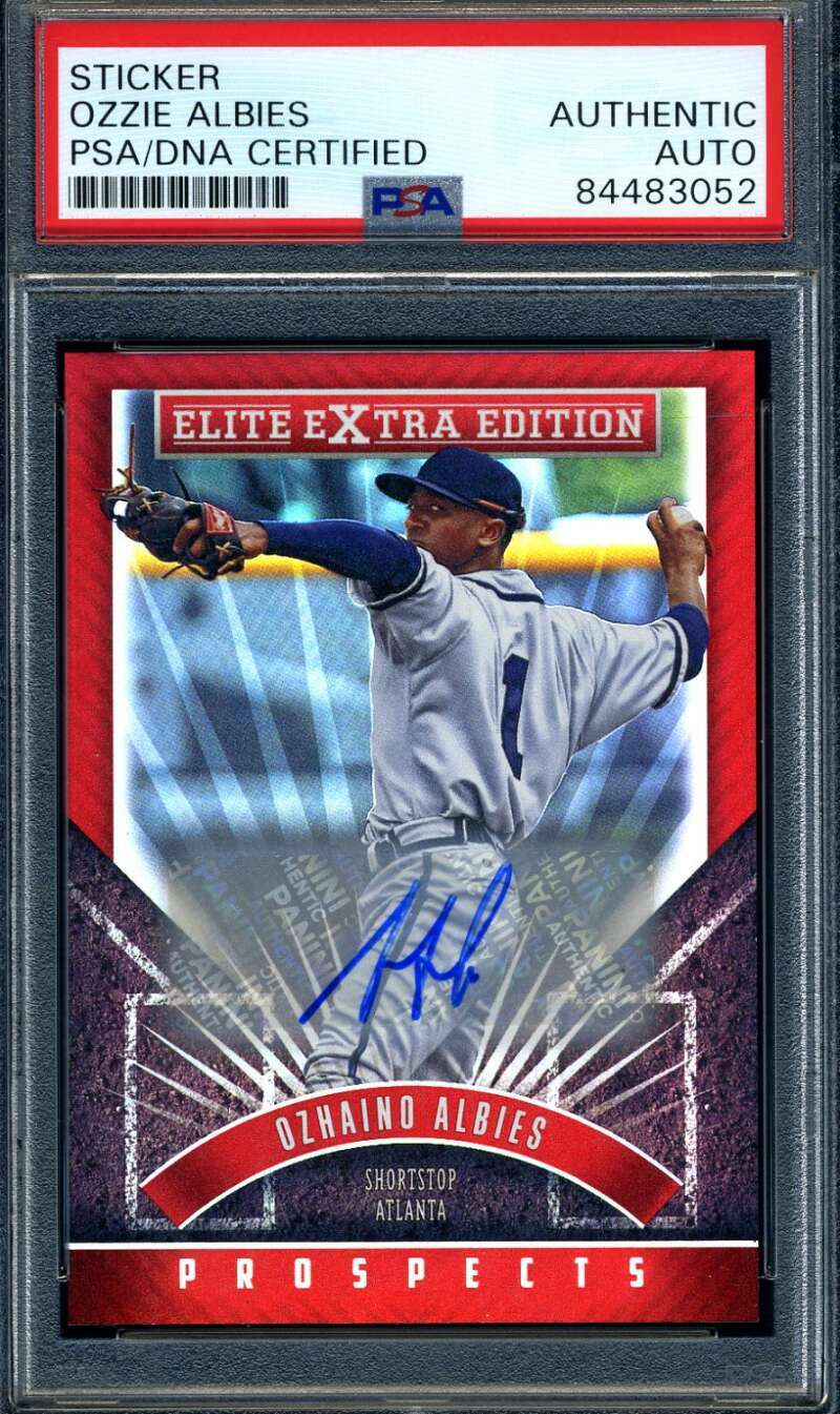 Ozzie Albies PSA DNA Coa Signed 2015 Panini Elite Extra Rookie