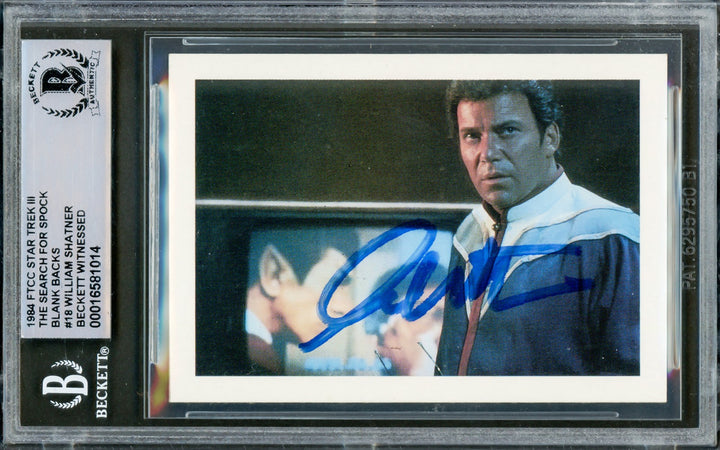 William Shatner Auto Signed 1984 FTCC Search For Spok Card 18 Star Trek Beckett
