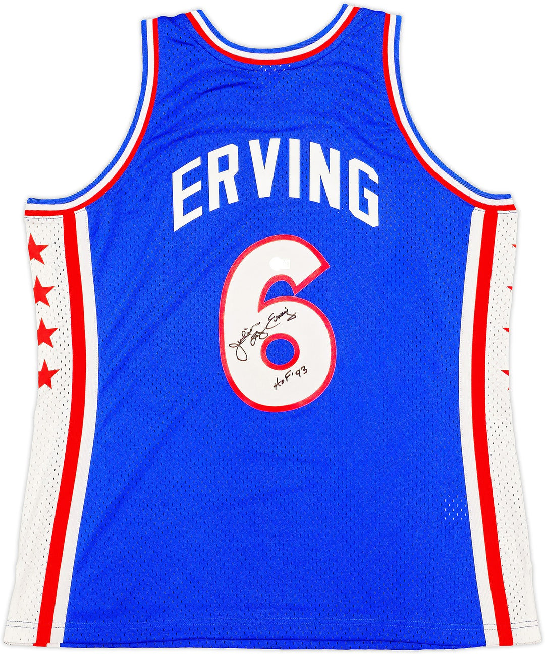 76ers Julius Dr J Erving Auto Blue Mitchell Ness Swingman 76 Jersey HOF 93 BAS