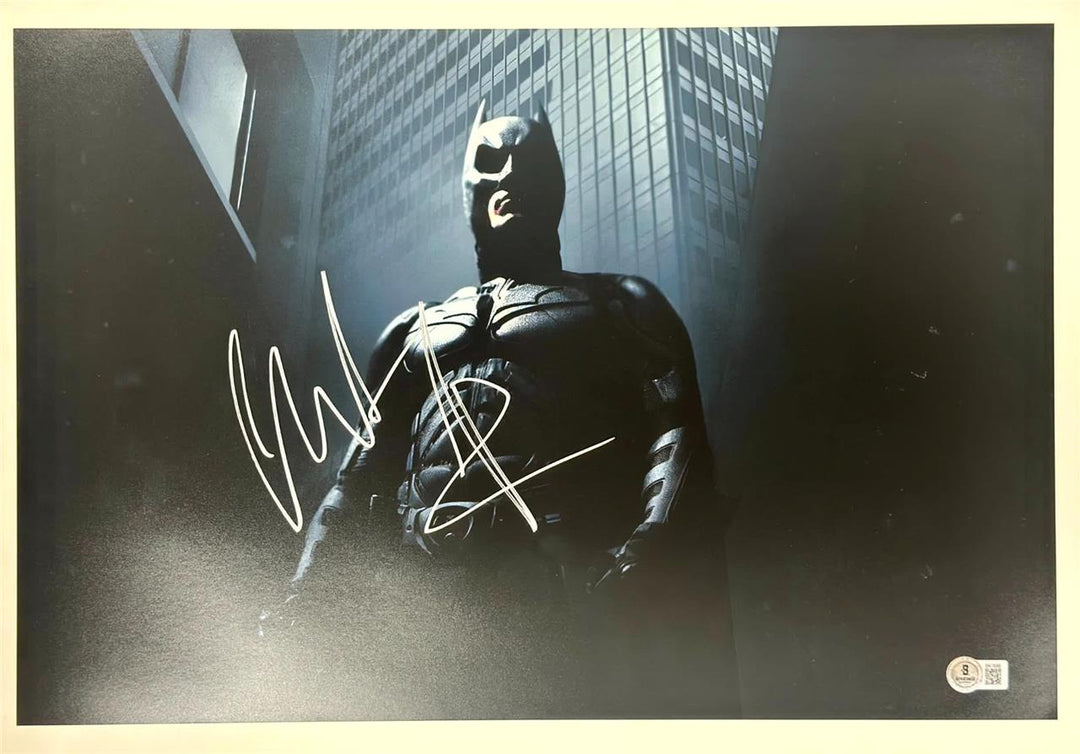 Christian Bale signed Batman Dark Knight 12x18 photo autograph ~ Beckett BAS